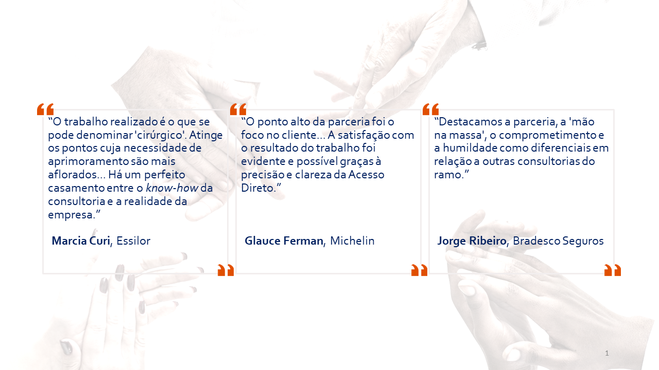 Depoimentos de clientes - Marcia Curi (Essilor), Glauce Ferman (Michelin), Jorge Ribeiro (Bradesco Seguros)