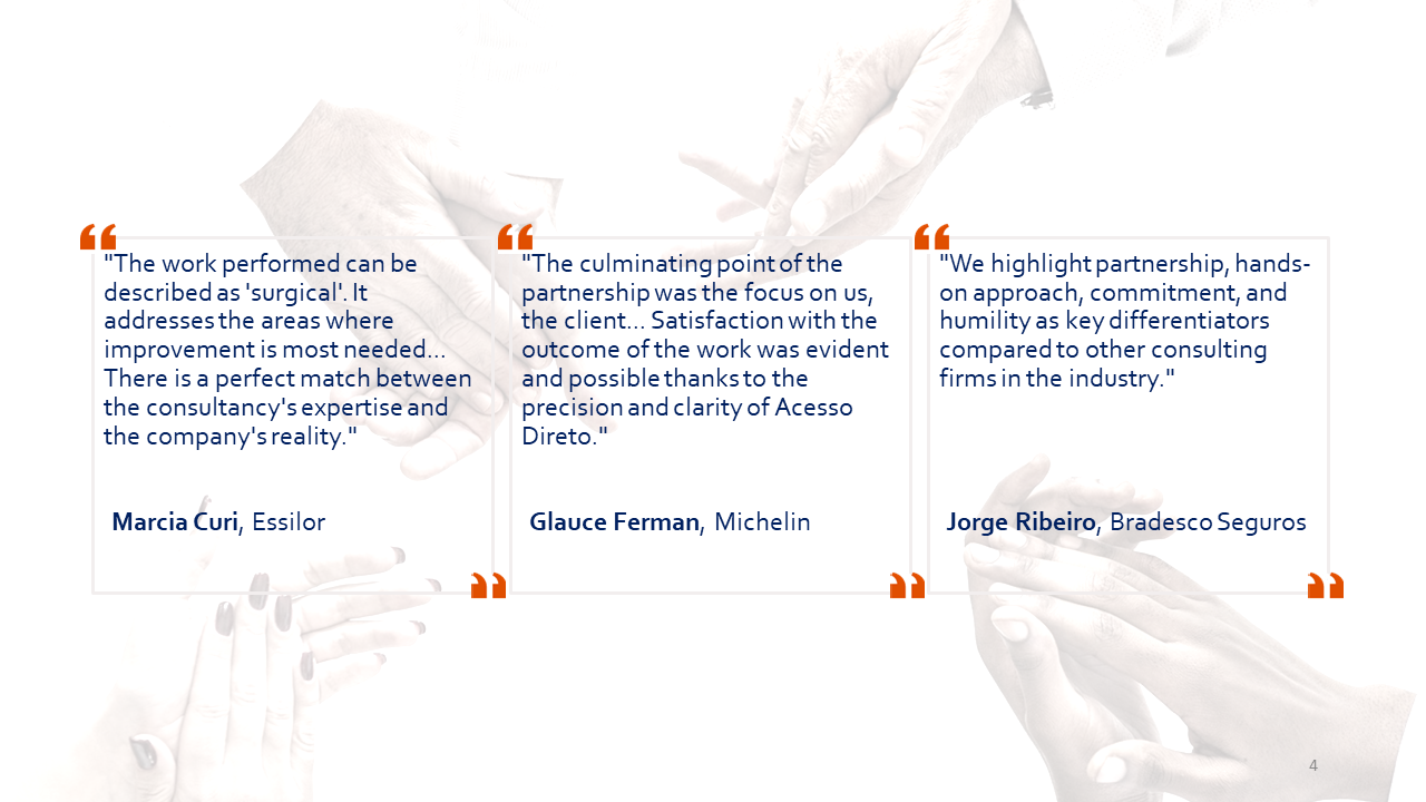 Client testimonials - Marcia Curi (Essilor), Glauce Ferman (Michelin), Jorge Ribeiro (Bradesco Seguros)